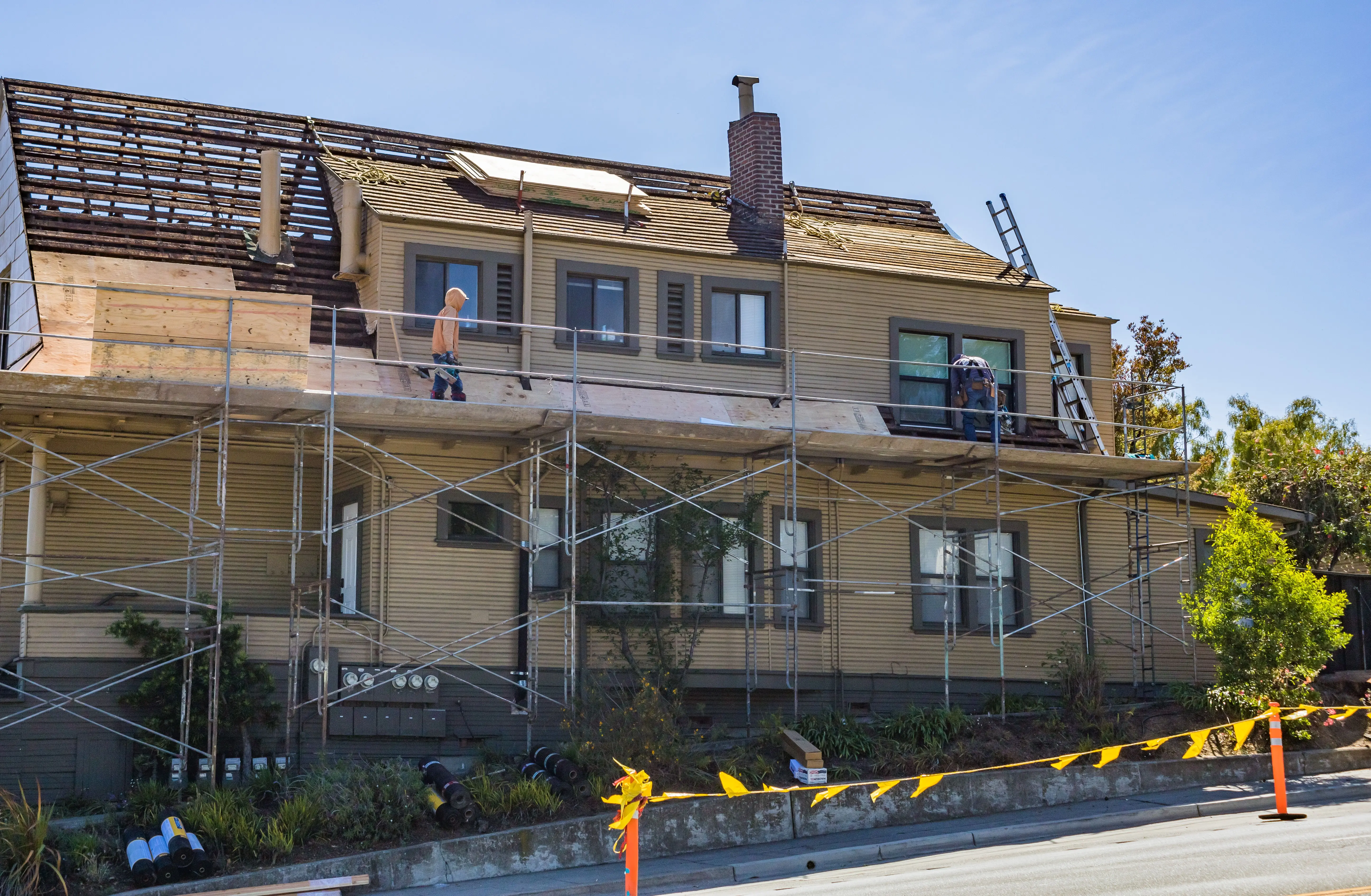 Residential building exterior undergoing works